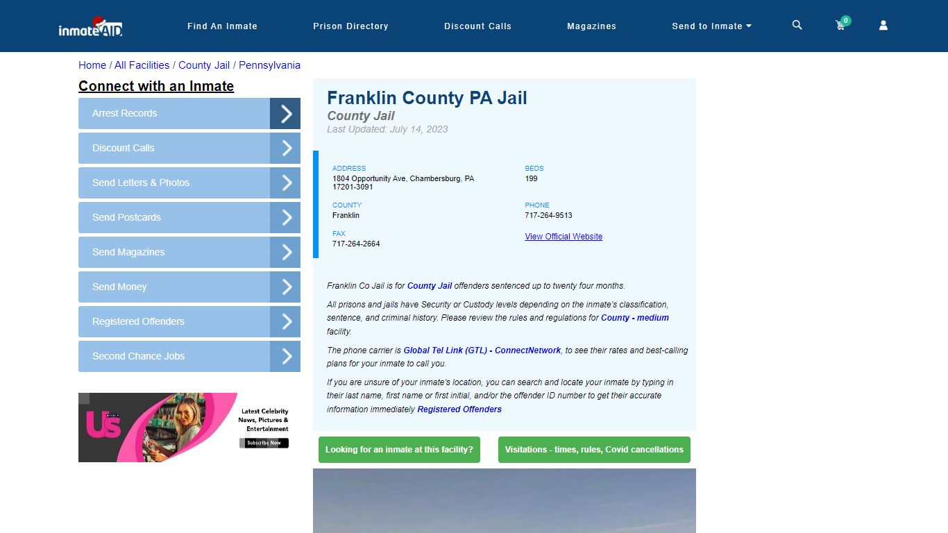 Franklin County PA Jail - Inmate Locator - Chambersburg, PA
