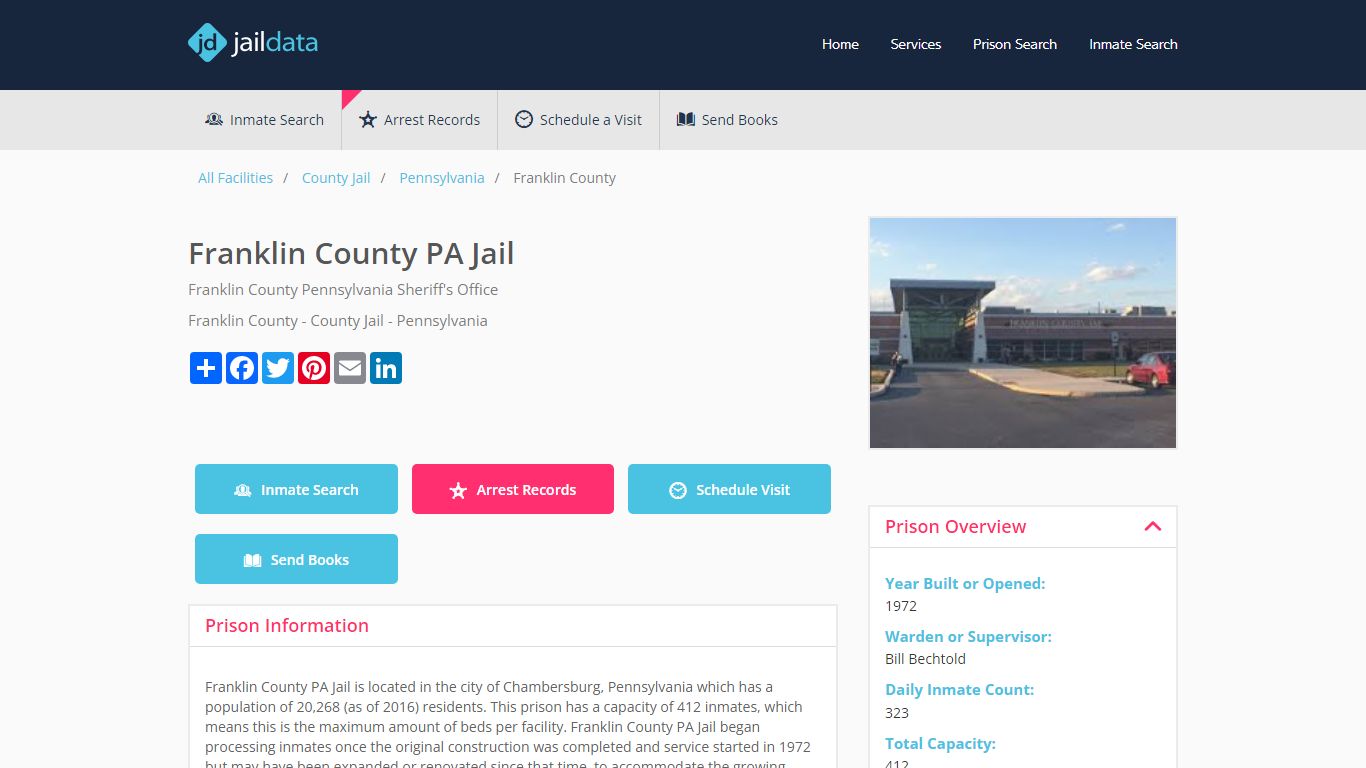 Franklin County PA Jail Inmate Search and Prisoner Info - Chambersburg, PA